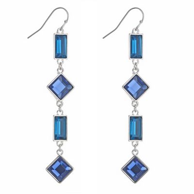 Designer blue and teal square drop earring